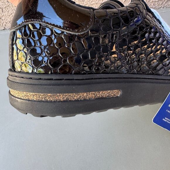 NEW Birkenstock Bend Low Croc Embossed Sneakers Womens 39EU or 8US Black Shiny - Picture 12 of 13